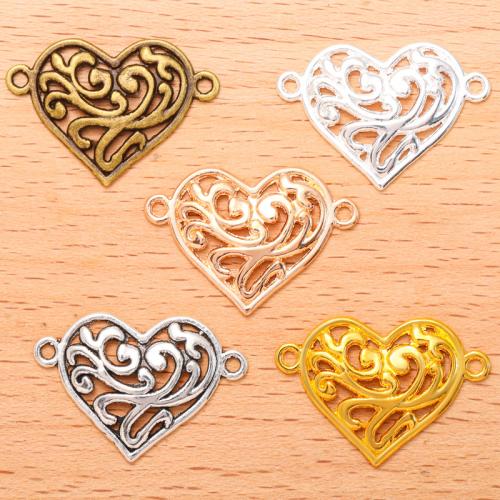 Heart Tibetan Style Connector, plated, DIY & 1/1 loop & hollow, more colors for choice, 100PC/Bag, Sold By Bag