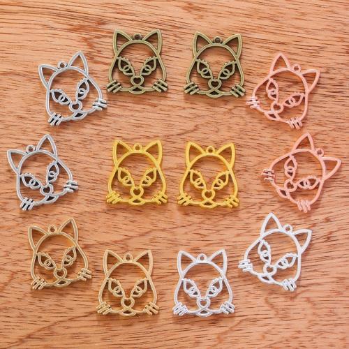 Pendentifs animaux en alliage de zinc, chat, Placage, DIY & creux, plus de couleurs à choisir, 100PC/sac, Vendu par sac