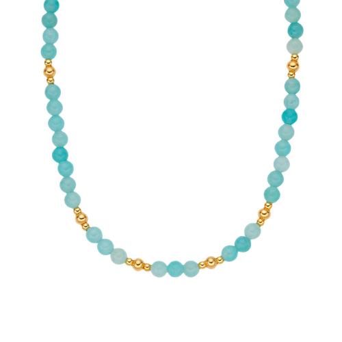 925 Sterling Silver Necklace, with ​Amazonite​, with 2inch extender chain, handmade, fashion jewelry & for woman, Length:Approx 17.7 Inch, Sold By PC