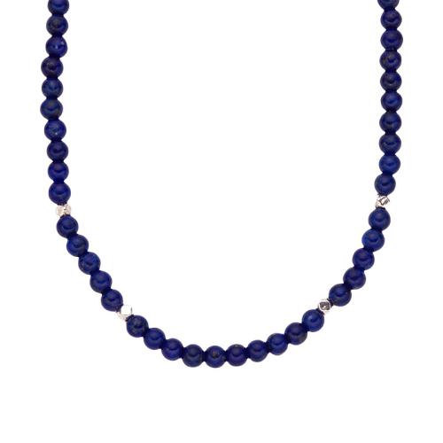 925 Sterling Silver Necklace with Lapis Lazuli with 2inch extender chain handmade fashion jewelry & for woman Length Approx 15 Inch Sold By PC