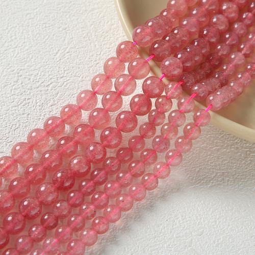 Natural Quartz Jewelry Beads, Strawberry Quartz, Round, DIY & different size for choice, pink, Sold By PC