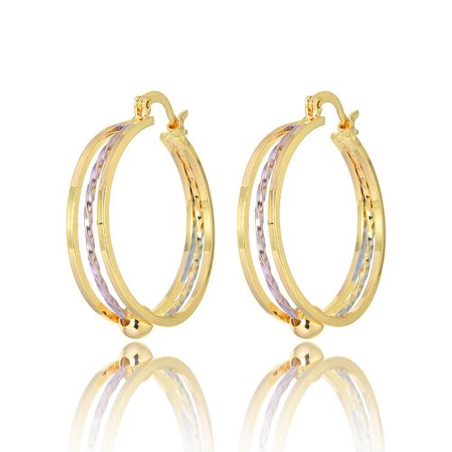 Laiton Leverback boucle d'oreille, Plaqué or 18K, bijoux de mode & pour femme, doré, 25x7mm, Vendu par paire