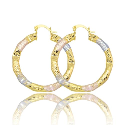 Brass Hoop Earring, 18K gold plated, fashion jewelry & for woman, golden, 40x4mm, Sold By Pair