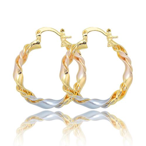 Brass Hoop Earring, 18K gold plated, fashion jewelry & for woman, golden, 28x3mm, Sold By Pair