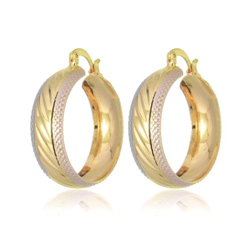 Brass Hoop Earring, 18K gold plated, fashion jewelry & for woman, golden, 30x10mm, Sold By Pair