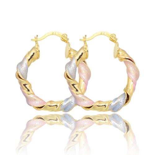 Brass Hoop Earring, 18K gold plated, fashion jewelry & for woman, golden, 30x3mm, Sold By Pair