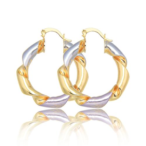 Brass Hoop Earring, 18K gold plated, fashion jewelry & for woman, golden, 30x5mm, Sold By Pair