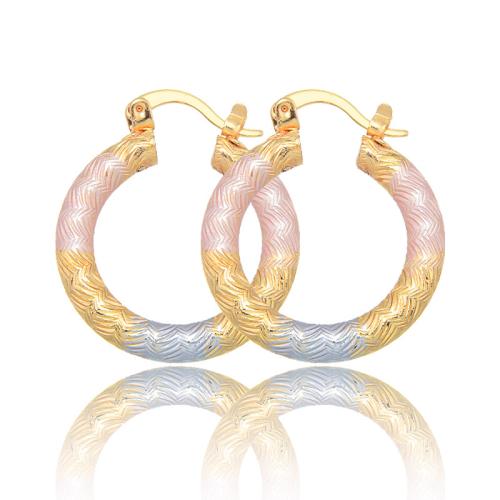 Brass Hoop Earring, 18K gold plated, fashion jewelry & for woman, 25x3mm, Sold By Pair