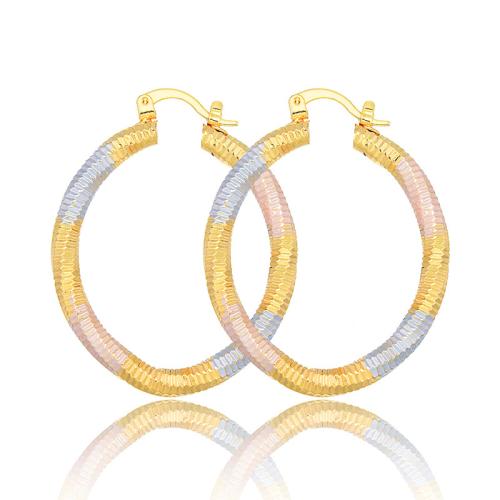 Messing Hoop Earring, 18K forgyldt, mode smykker & for kvinde, 45x35mm, Solgt af par