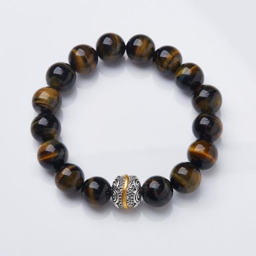 Natural Tiger Eye Bracelets, handmade, fashion jewelry & Unisex, Length:Approx 15-17 cm, Sold By PC