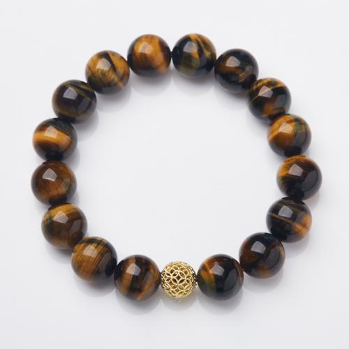 Natural Tiger Eye pulseiras, olho de tigre, feito à mão, joias de moda & unissex, comprimento Aprox 15-17 cm, vendido por PC