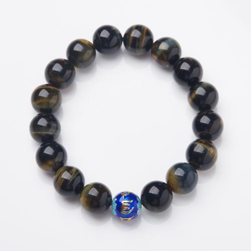 Naturlige Tiger Eye Armbånd, håndlavet, mode smykker & Unisex, Længde Ca. 15-17 cm, Solgt af PC