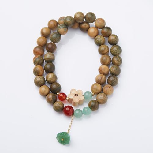 Wood Bracelets Green Sandalwood with Boxwood handmade fashion jewelry & for woman Length Approx 32 cm Sold By PC