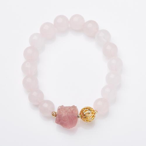 Gemstone Bracelets, Natural Fluorite, with Rose Quartz, handmade, fashion jewelry & for woman, Length:Approx 14-16 cm, Sold By PC