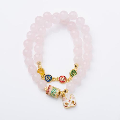 Pulseras de cuarzo natural, cuarzo rosado, hecho a mano, Joyería & para mujer, longitud:aproximado 28 cm, Vendido por UD