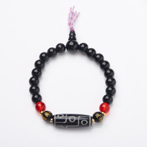 Pulseras de ágate negra, Ágata negra, con Ágata Tibetana, hecho a mano, Joyería & unisexo, longitud:aproximado 14-16 cm, Vendido por UD