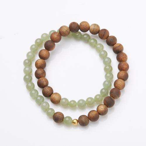 Bracelets en bois, Aloewood, avec Hetian Jade, fait à la main, bijoux de mode & unisexe, Longueur:Environ 32 cm, Vendu par PC