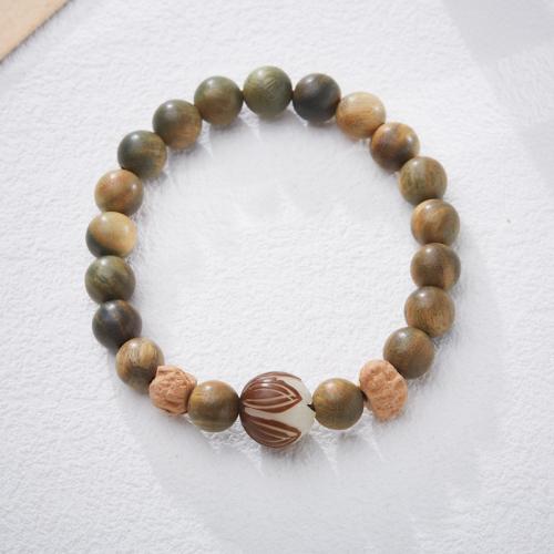 Wood Bracelets Green Sandalwood with Bodhi Root handmade fashion jewelry & Unisex Length Approx 14-16 cm Sold By PC