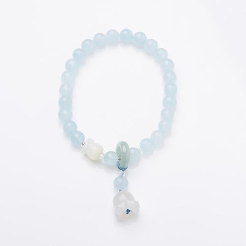 Gemstone Bracelets, Aquamarine, fashion jewelry & different styles for choice & for woman, Length:Approx 14-16 cm, Sold By PC