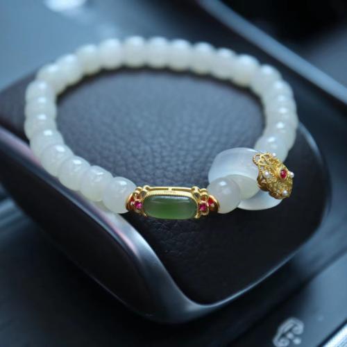 Pulseras de piedras preciosas, Hetian Jade, Joyería & diverso tamaño para la opción & para mujer, longitud:aproximado 14-16 cm, aproximado 28-32 cm, Vendido por UD