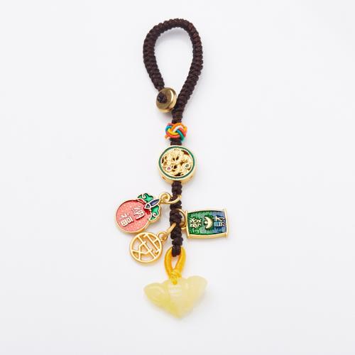 Bag Purse Charms Keyrings Keychains Brass with Beeswax & Cotton Cord multifunctional & Unisex Length Approx 12 cm Sold By PC