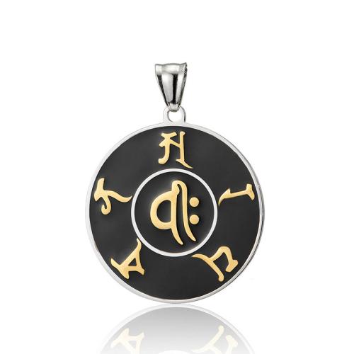 Stainless Steel Pendants, 304 Stainless Steel, Round, fashion jewelry & for man & enamel, 43x38mm, Sold By PC