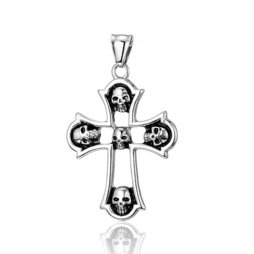 Stainless Steel Cross Pendants, 304 Stainless Steel, vintage & for man, more colors for choice, 35x48mm, Sold By PC