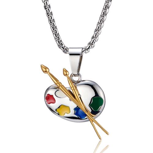 Stainless Steel Jewelry Necklace 304 Stainless Steel & for man & enamel Length Approx 60 cm Sold By PC