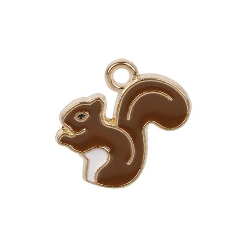 Tibetan Style Enamel Pendants, Squirrel, gold color plated, DIY, more colors for choice, nickel, lead & cadmium free, 16.50x14.50mm, Approx 100PCs/Bag, Sold By Bag