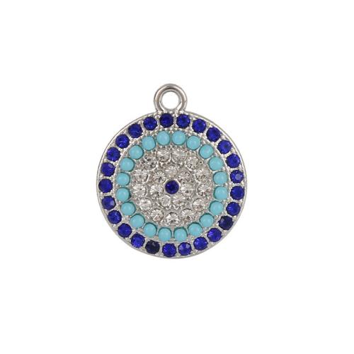 Evil Eye Pendants, Tibetan Style, plated, DIY & different styles for choice & with rhinestone, more colors for choice, nickel, lead & cadmium free, 17.70x20.30mm, Approx 100PCs/Bag, Sold By Bag