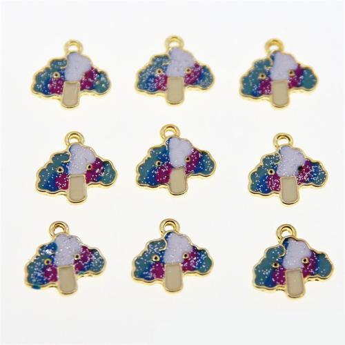 Tibetan Style Enamel Pendants, gold color plated, DIY, nickel, lead & cadmium free, 14x14x2mm, Approx 100PCs/Bag, Sold By Bag