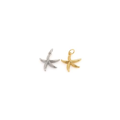 Colgantes de la joyería de cobre amarillo, metal, Estrella de Mar, chapado, Bricolaje, más colores para la opción, libre de níquel, plomo & cadmio, 18x15x2.30mm, Vendido por UD