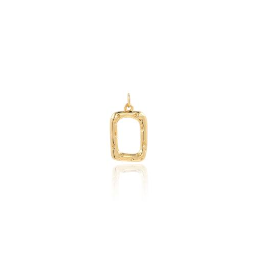 Brass Jewelry Pendants Rectangle gold color plated DIY & hollow nickel lead & cadmium free Sold By PC