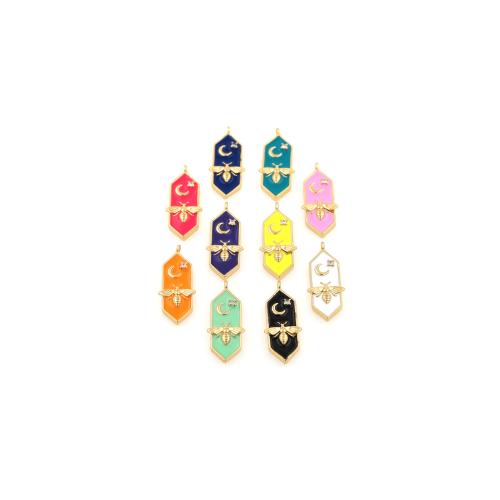 Brass Jewelry Pendants, gold color plated, DIY & enamel, more colors for choice, nickel, lead & cadmium free, 24.60x10x2.30mm, Sold By PC