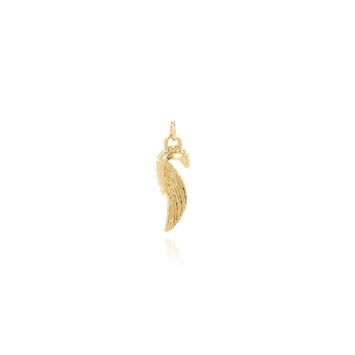 Brass Jewelry Pendants, Wing Shape, gold color plated, DIY, nickel, lead & cadmium free, 28x8.50x3mm, Sold By PC