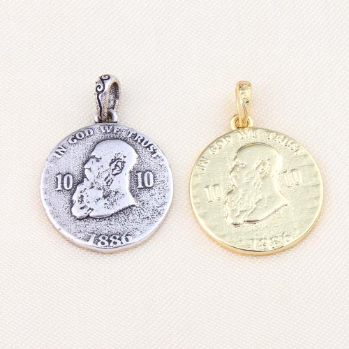 Brass Jewelry Pendants Round plated DIY nickel lead & cadmium free Sold By PC