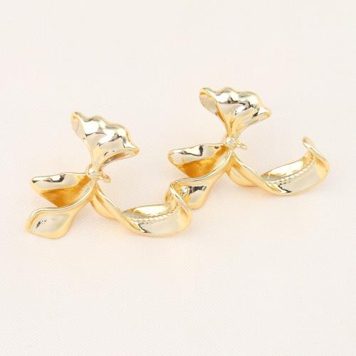 Brass Stud Earring, gold color plated, for woman, nickel, lead & cadmium free, 36x30x4mm, Sold By Pair