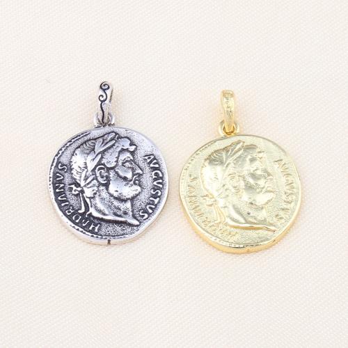 Brass Jewelry Pendants, Round, plated, DIY, nickel, lead & cadmium free, 21x18x3mm, Sold By PC