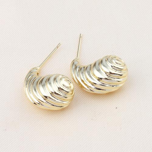 Pendientes de Perno en Latón, metal, chapado en color dorado, para mujer, libre de níquel, plomo & cadmio, 16x7mm, Vendido por Par