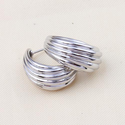 Brass Stud Earring silver color plated for woman nickel lead & cadmium free Sold By Pair