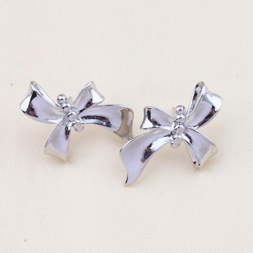 Brass Stud Earring, Bowknot, plated, for woman, more colors for choice, nickel, lead & cadmium free, 24x19mm, Sold By Pair