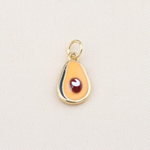 Brass Jewelry Pendants, Avocado, gold color plated, DIY & enamel, more colors for choice, nickel, lead & cadmium free, 15x8x2mm, Sold By PC