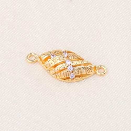 Cubic Zirconia Micro Pave Brass Connector, Conch, gold color plated, DIY & micro pave cubic zirconia, more colors for choice, nickel, lead & cadmium free, 23x9x5mm, Sold By PC