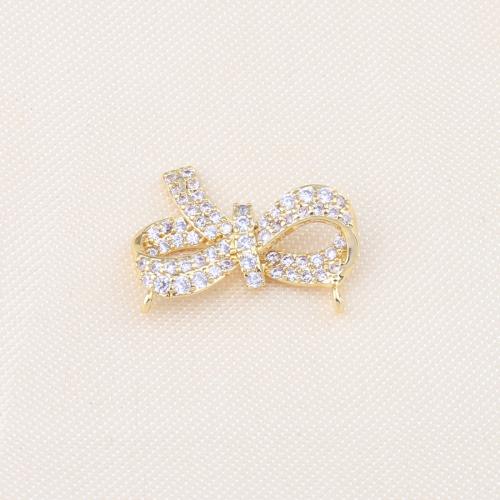 Cubic Zirconia Micro Pave Brass Pendant Bowknot gold color plated DIY & micro pave cubic zirconia orange nickel lead & cadmium free Sold By PC