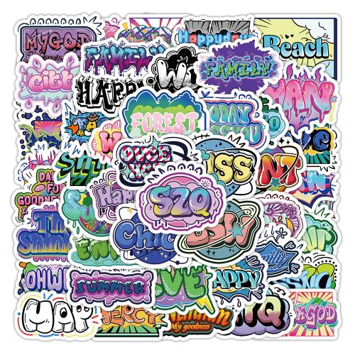 Papier van de sticker, PVC-plastic, met Lijm+Sticker, DIY & waterdicht, gemengde kleuren, About 4-8CM, 60pC's/Lot, Verkocht door Lot