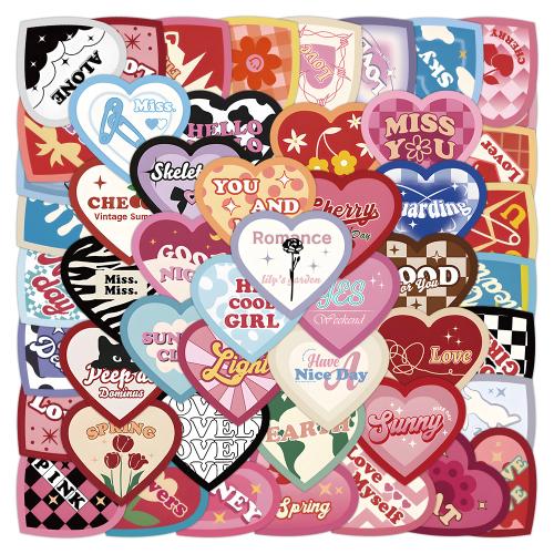 Papier van de sticker, PVC-plastic, met Lijm+Sticker, DIY & waterdicht, gemengde kleuren, About 4-8cm, 50pC's/Lot, Verkocht door Lot