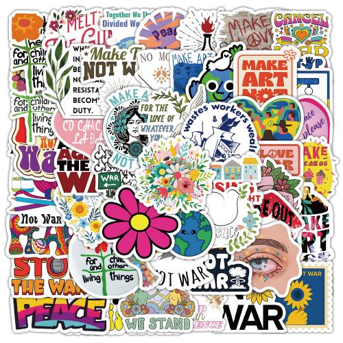 Papier van de sticker, PVC-plastic, met Lijm+Sticker, DIY & waterdicht, gemengde kleuren, About 4-8cm, 50pC's/Lot, Verkocht door Lot