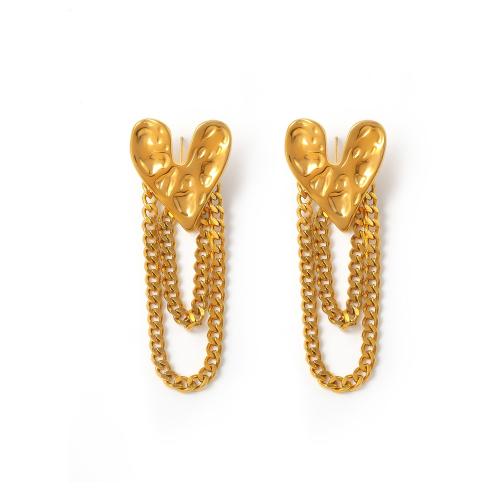 Boucle d'oreille de gaujon en acier inoxydable, Acier inoxydable 304, coeur, Placage, bijoux de mode & pour femme, plus de couleurs à choisir, Vendu par paire