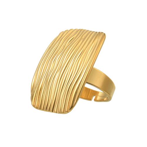 Titanium Steel Finger Ring, fashion jewelry & for woman, golden, Sold By PC