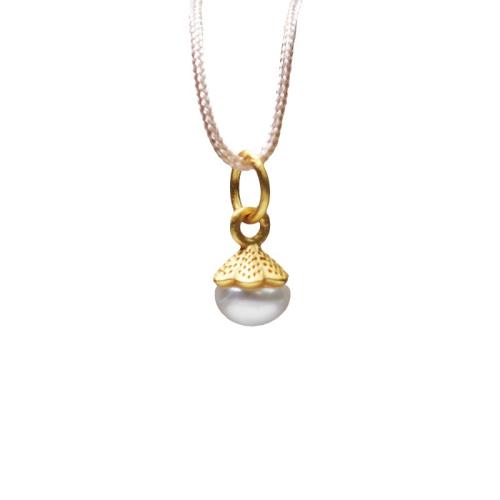 925 Sterling Silver Pendant, with Plastic Pearl, DIY, golden, 8.40x5mm, Sold By PC